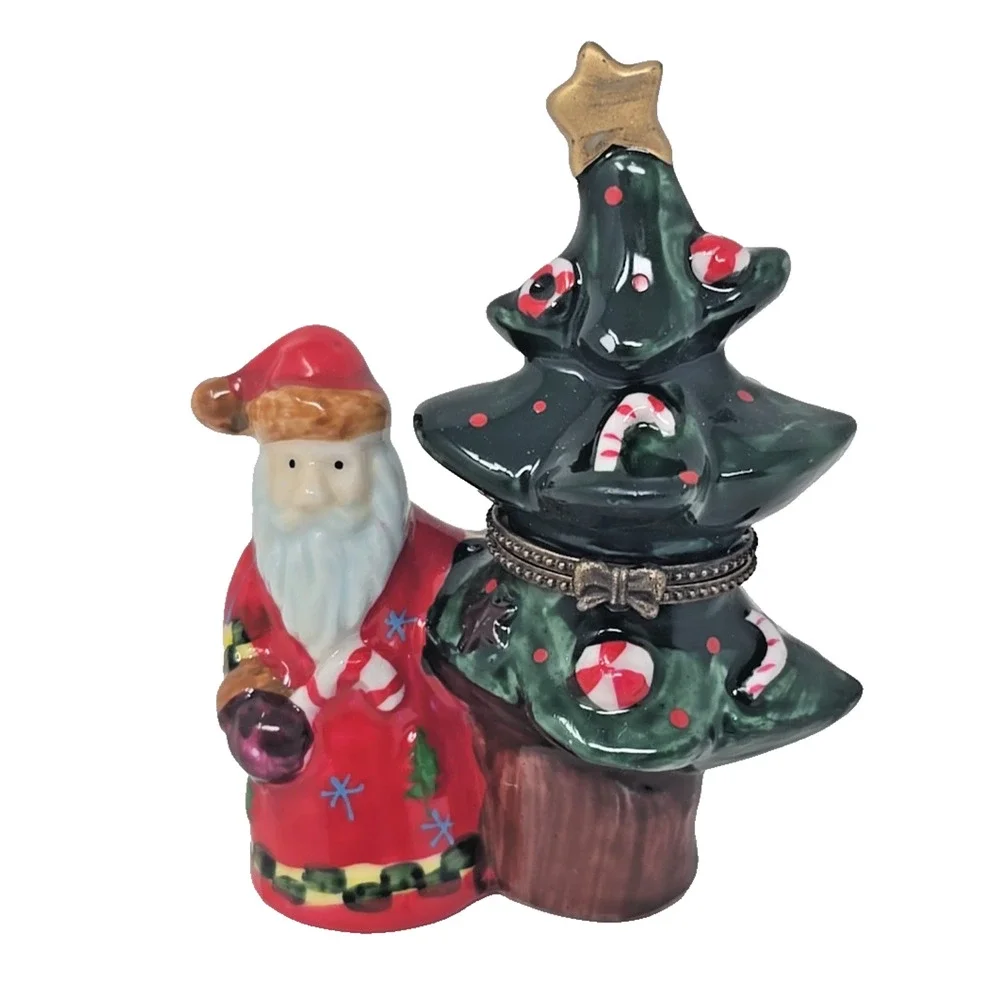 Vintage Ceramic Hinged Trinket Box Holiday Decoration PB194